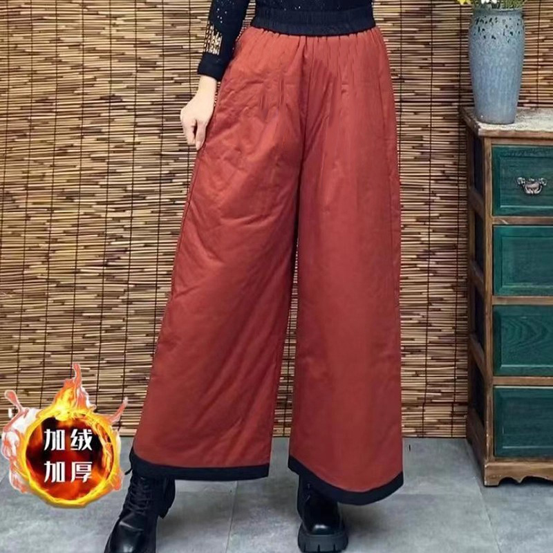 秋冬款2025年新款阔腿裤棉裤洋气显长腿保暖宽松百搭长裤直筒裤女