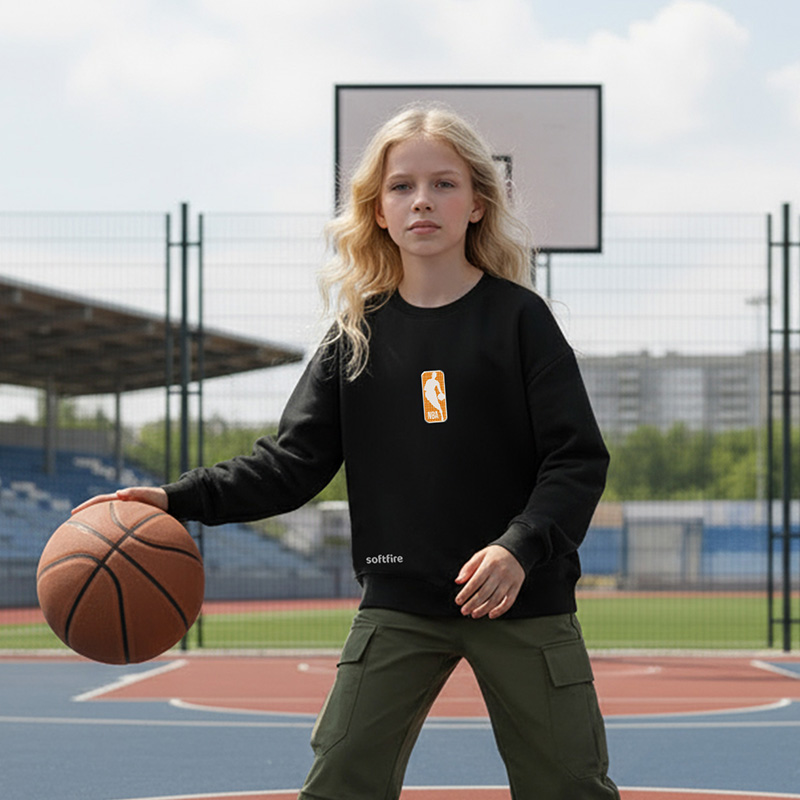 NBA联名款SOFTFIRE 女童春秋时尚卫衣青少年男童帅气长袖打底衫潮