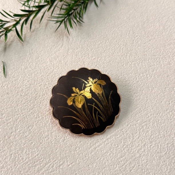 铜合金胸针 【六六中古】孤品复古金镶嵌胸针吊坠两用ad5325