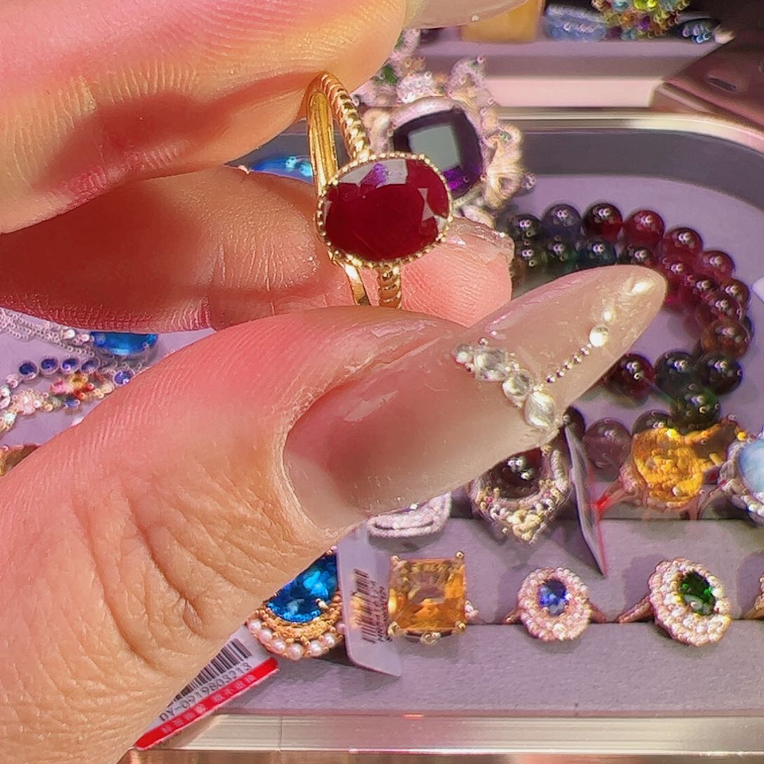 红宝石戒指银S925镶嵌