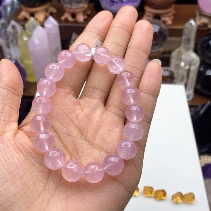 水晶摆件未镶嵌妮**妮天然粉水晶手链