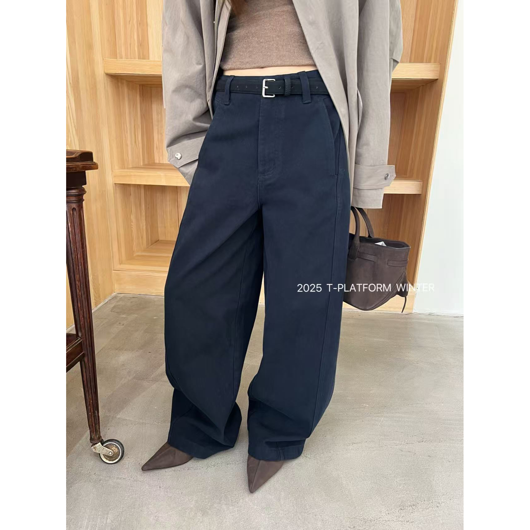 TT 福 （1tt83239#）弯刀直筒- 配腰带百搭直筒牛仔裤 12-20