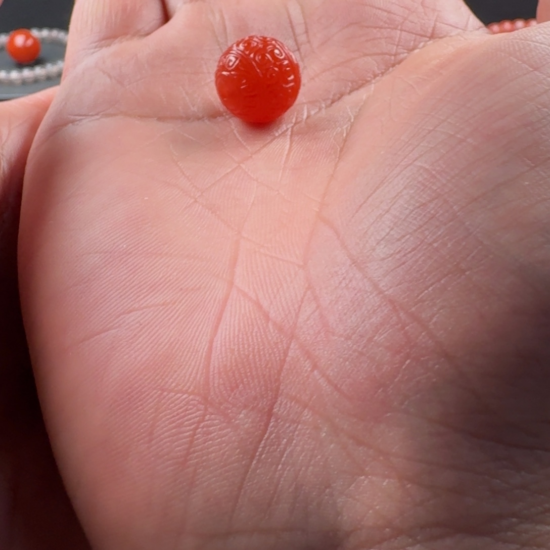 南红玛瑙未镶嵌回纹圆珠13.5