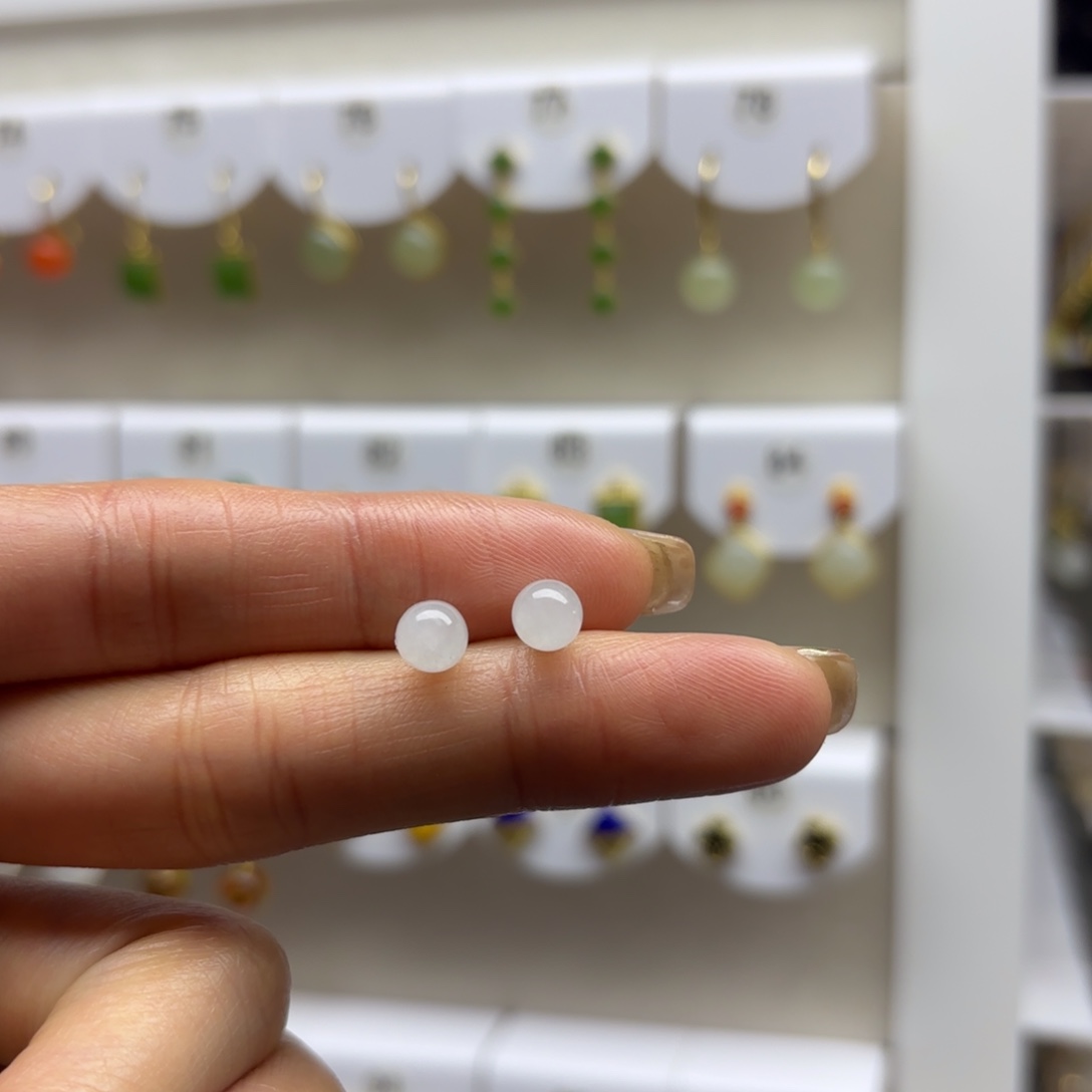 和田玉银S925镶嵌耳饰