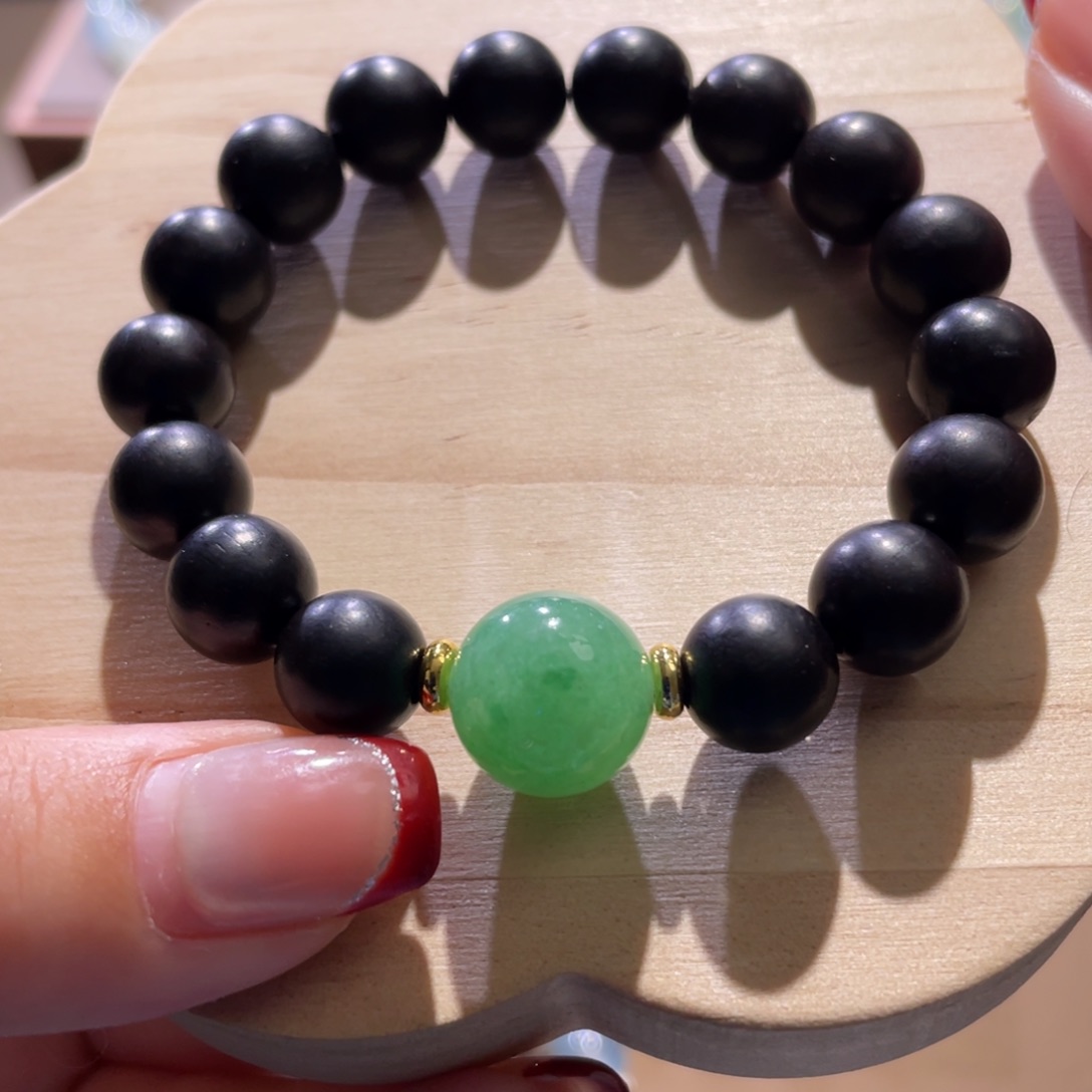 翡翠散珠天然缅a阳绿单珠手串