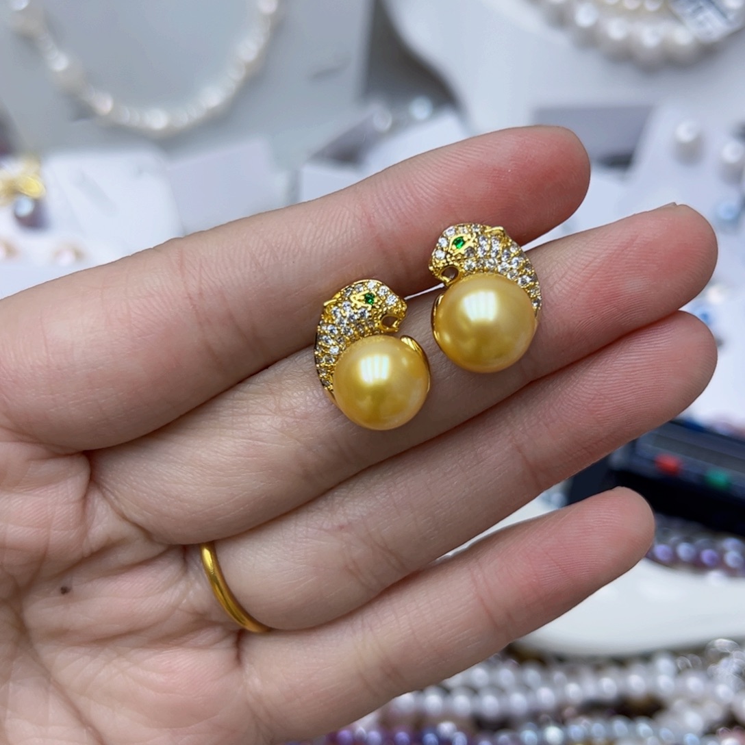 淡水珍珠耳饰银S925镶嵌