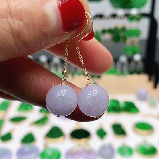 翡翠颈饰18K金镶嵌耳饰