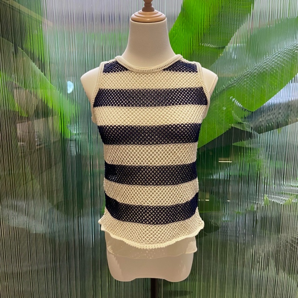 未使用 DIOR/迪奥 壹臻/蓝白针织镂空背心 USA6码 39855762
