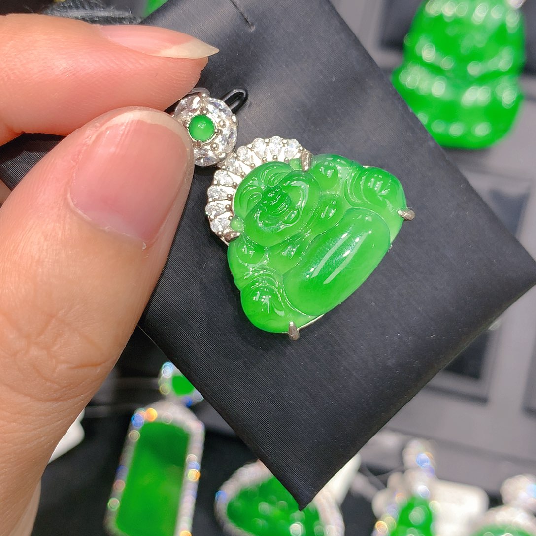 翡翠银S925镶嵌颈饰00885