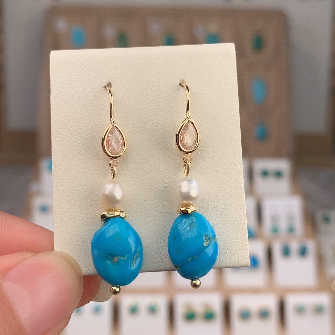 林***n绿松石未镶嵌耳饰