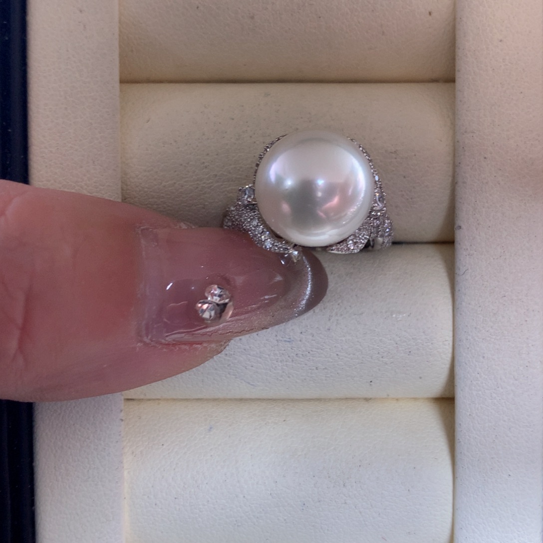 海水珍珠戒指银S925镶嵌