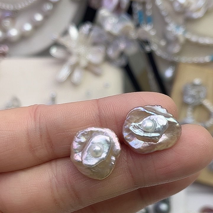 J***e银S925镶嵌耳饰淡水珍珠