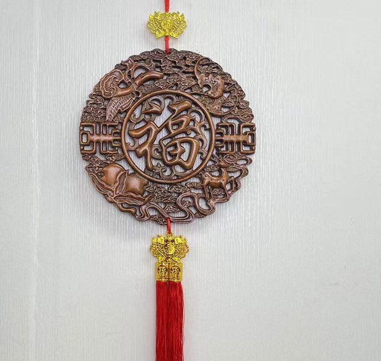 （新款）28cm 福禄寿禧 香樟木实木雕刻 古色古香挂件