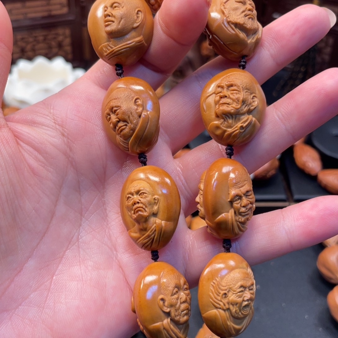 橄榄核手串/手链三丰罗汗浮雕手串