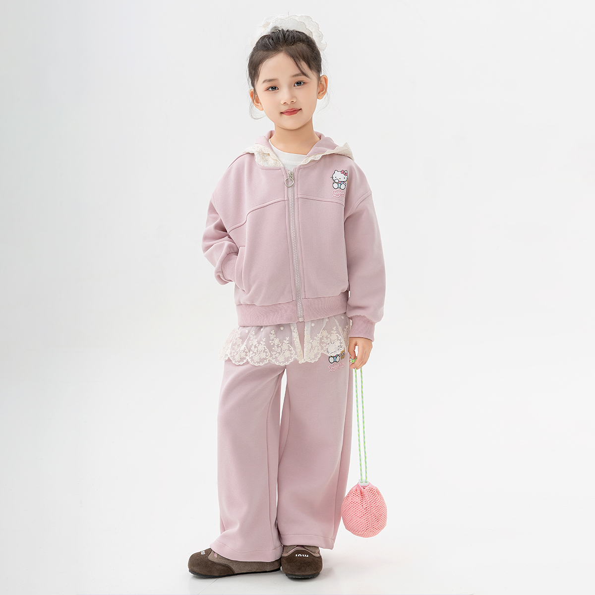 女童秋季套装2025新款凯蒂猫粉色系休闲甜美风中大童装两件套