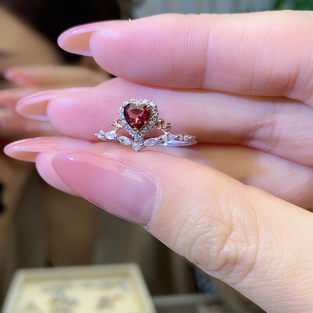 石榴石戒指银S925镶嵌