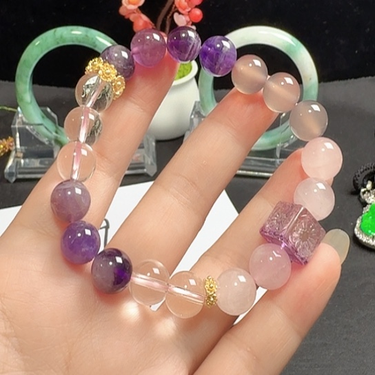 烟晶手链银S925镶嵌水晶