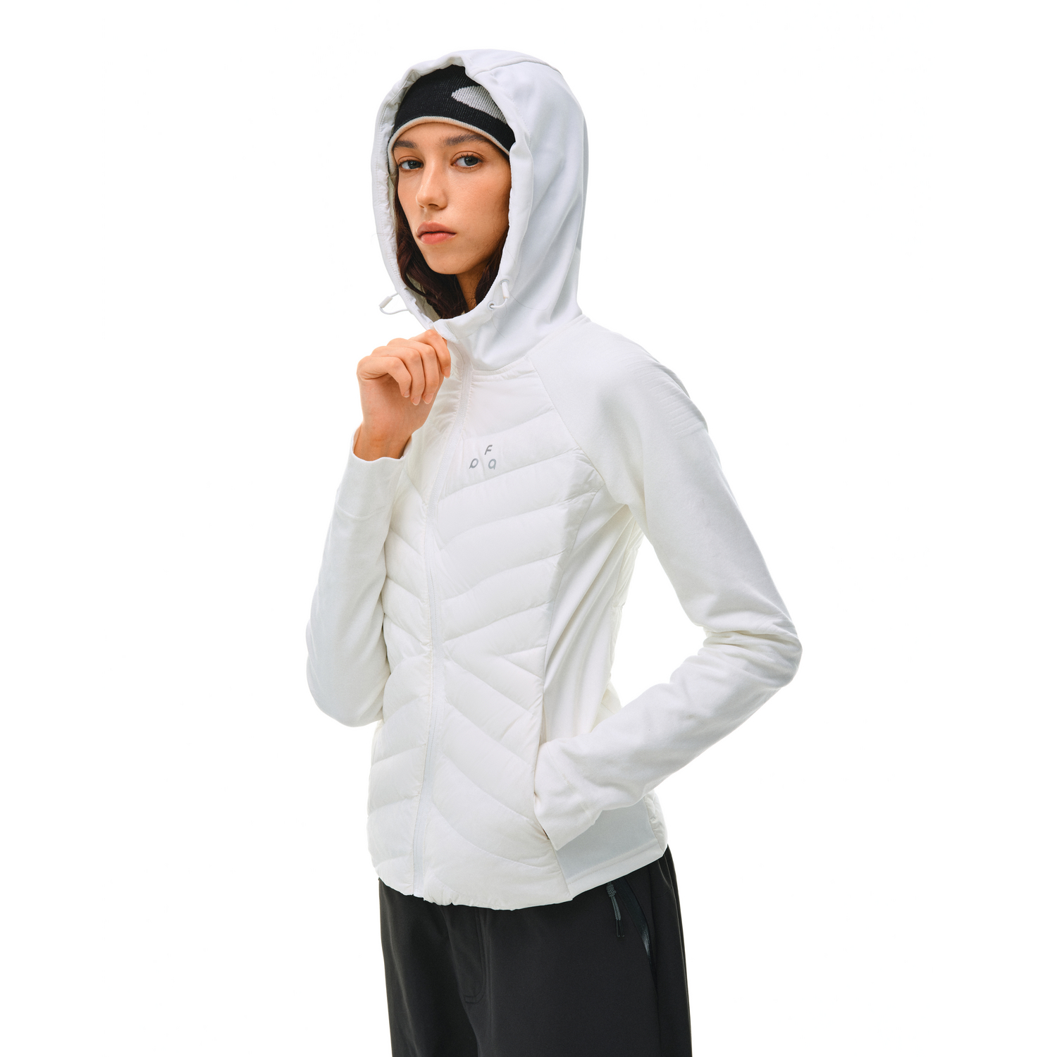 FPA连帽拼接排骨羽绒服女款冬季新款修身百搭保暖轻薄羽绒外套