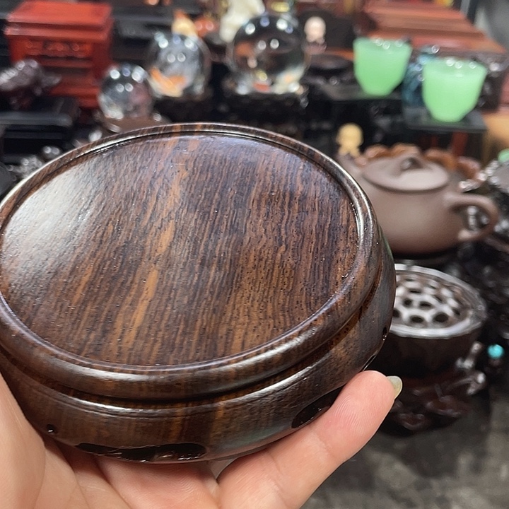 琉璃手工艺品红木底座工艺品