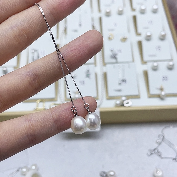 淡水珍珠耳饰银S925镶嵌雨*