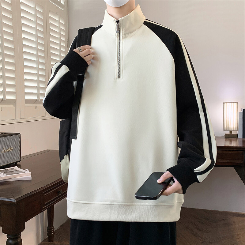 立领拉链男士卫衣2025春季新款港风青少年时尚潮流百搭学生上衣服