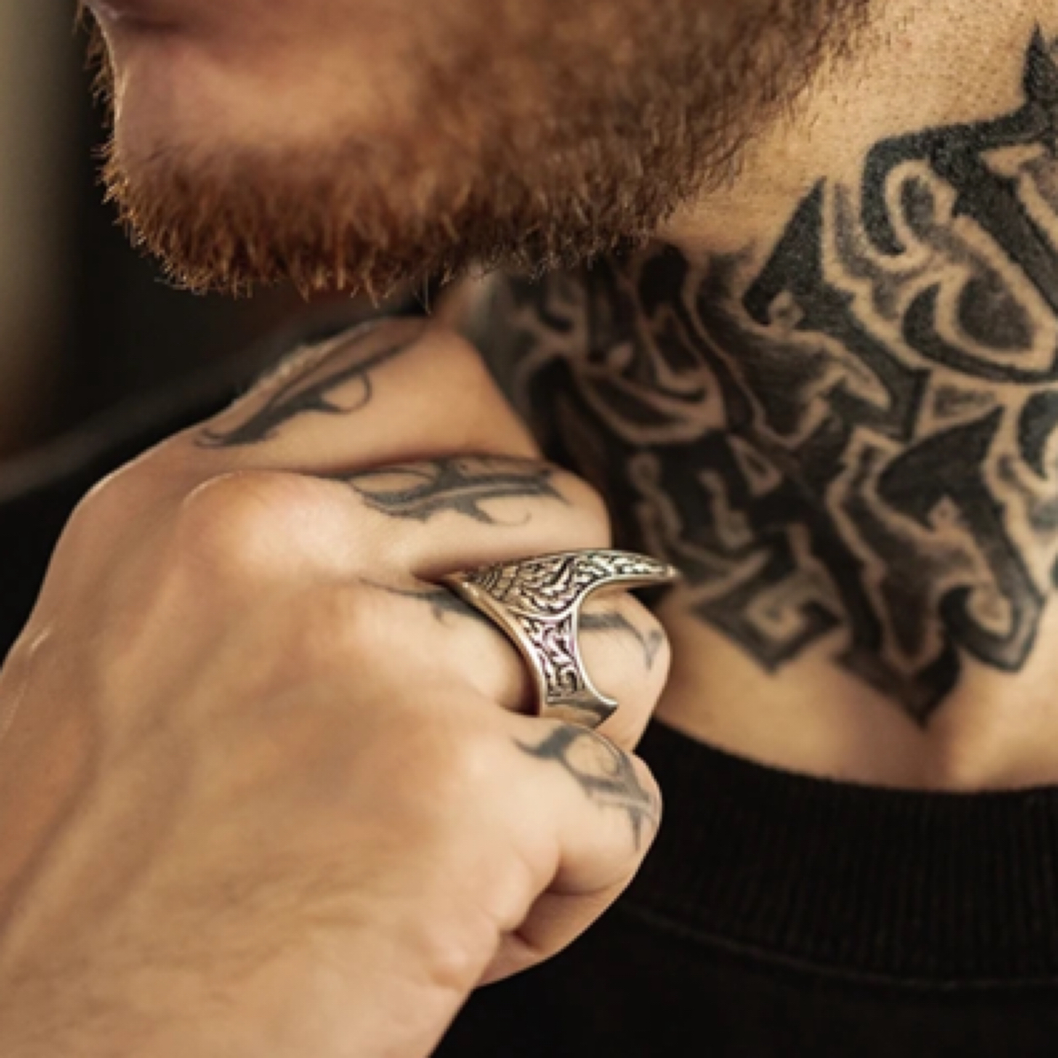 925银戒指 925银戒指 拜合提亚尔时尚复古个性男士纯银戒指手工