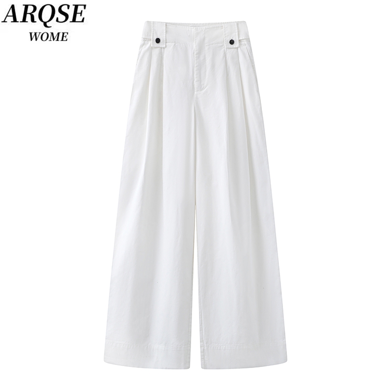 艾家新款2025夏季高腰气质显瘦直筒休闲阔腿裤女装女3032