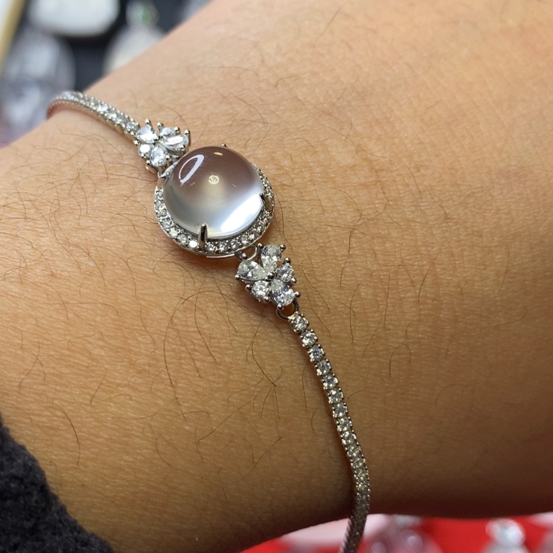 石英质玉银S925镶嵌吊坠