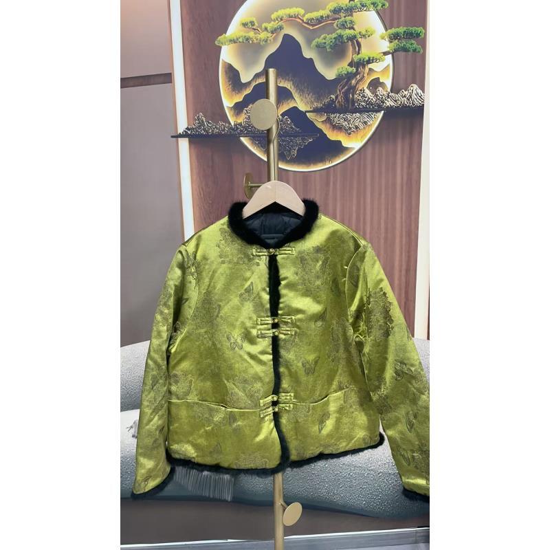 7740立领棉服两面常规款提花厚款上衣唐装直襟棉衣长袖