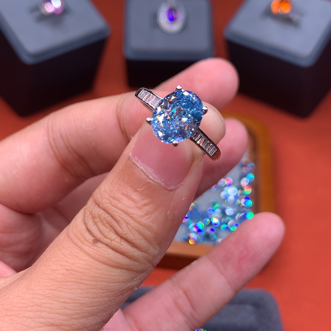 戒指海蓝宝石银S925镶嵌1111