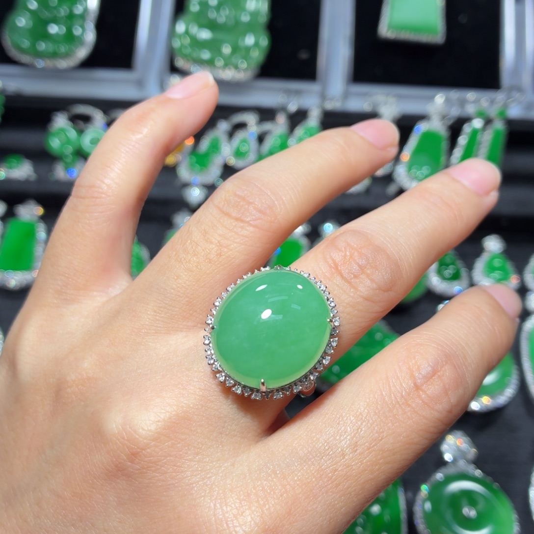 翡翠18K金镶嵌吊坠(不含链)140号