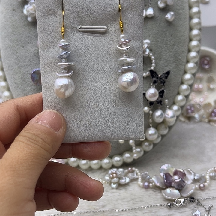 耳饰淡水珍珠银S925镶嵌