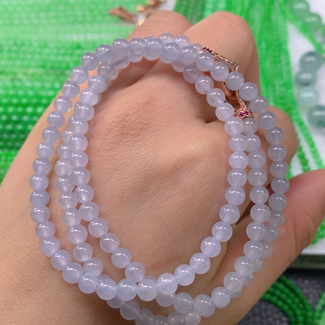 翡翠颈饰未镶嵌冰种紫项链5m' m