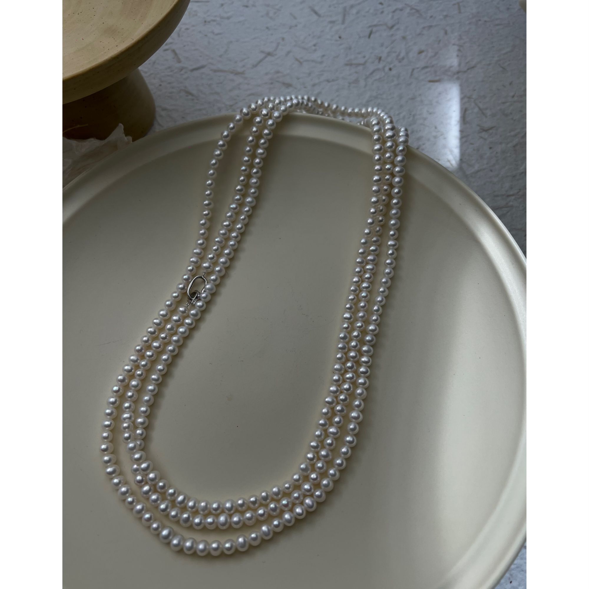 JUNMU天然淡水珍珠毛衣链长款无核珍珠项链160cm秋冬高级叠戴颈链