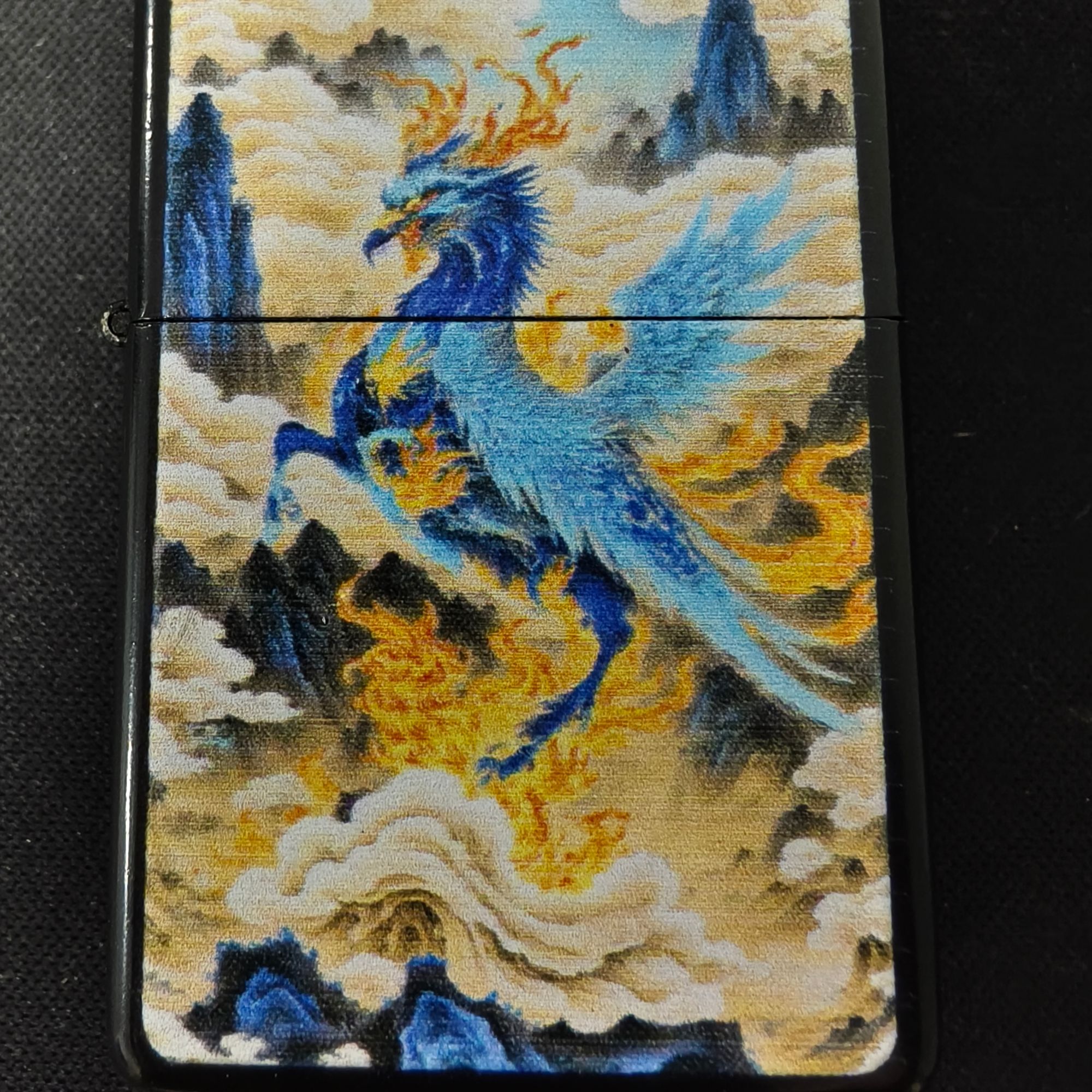 彩印祥云凤煤油打火机