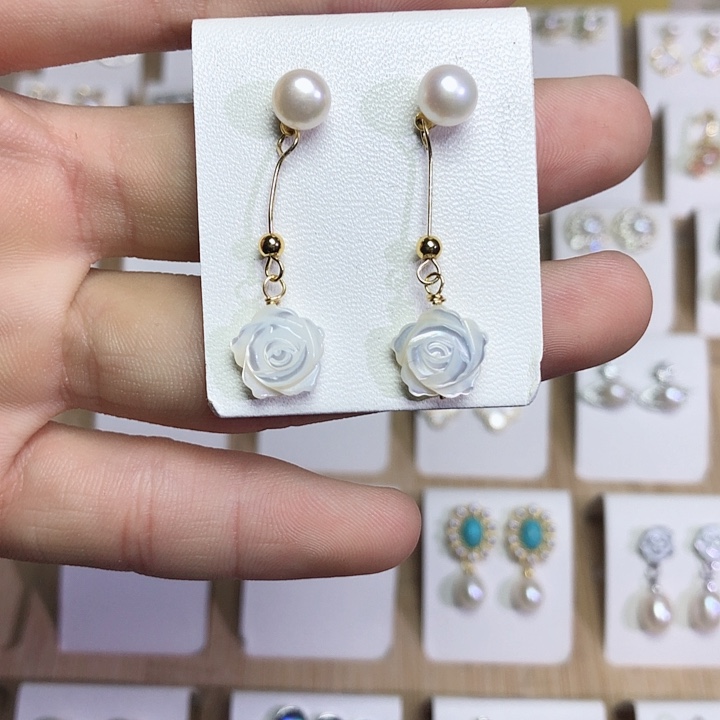 淡水珍珠耳饰银S925镶嵌