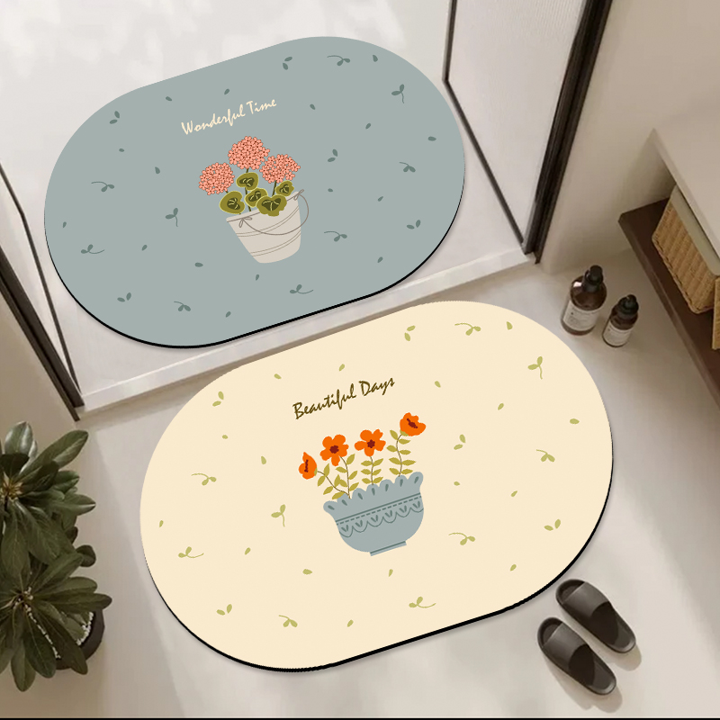 美好时光浴室吸水地垫软硅藻泥卫生间门口防滑脚垫子厕所速干地毯