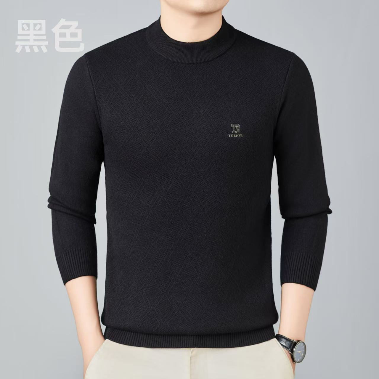 中年男羊毛衫加厚冬季半高领套头针织衫毛衣