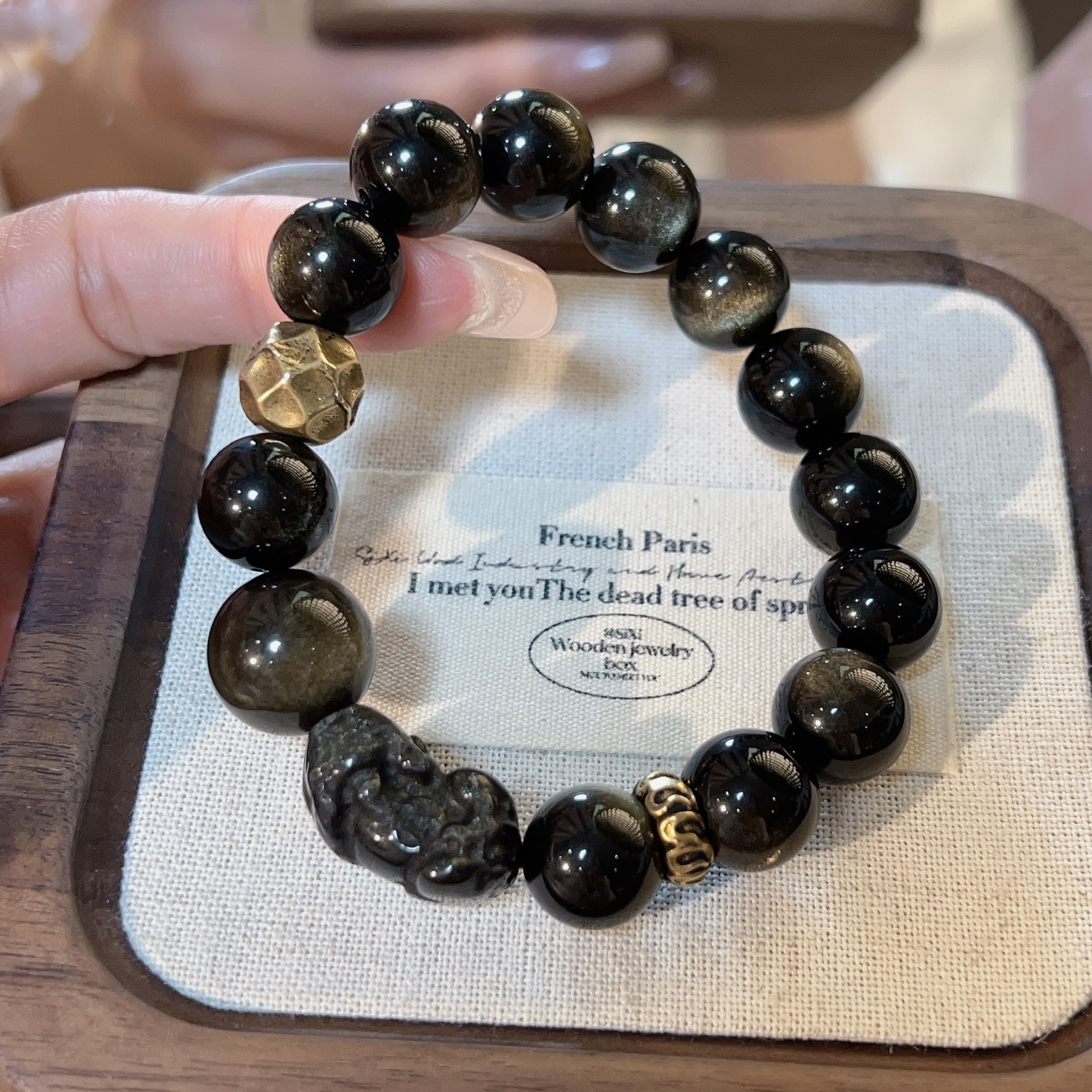 【金吾卫】12mm金耀石+金耀貔貅手串原创设计天然水晶Y154