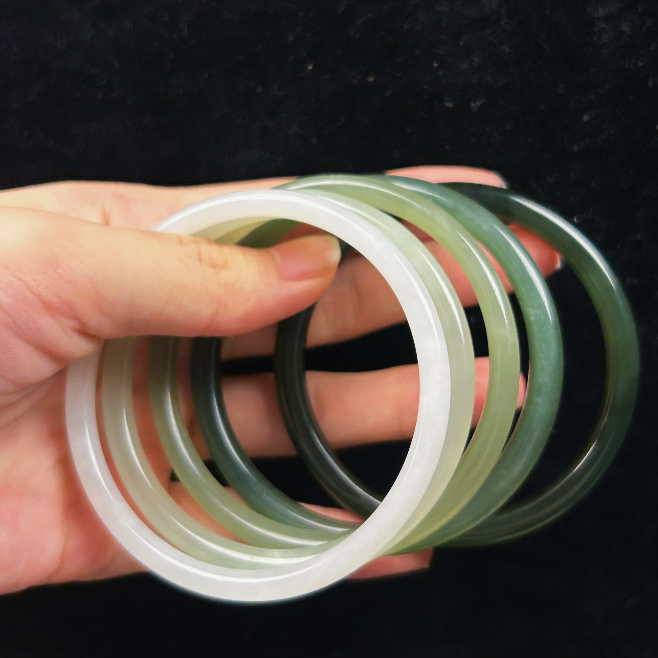 【沁芳】天然高冰叮当镯绿色冰透女款多样性发一条（可备注颜色深浅）