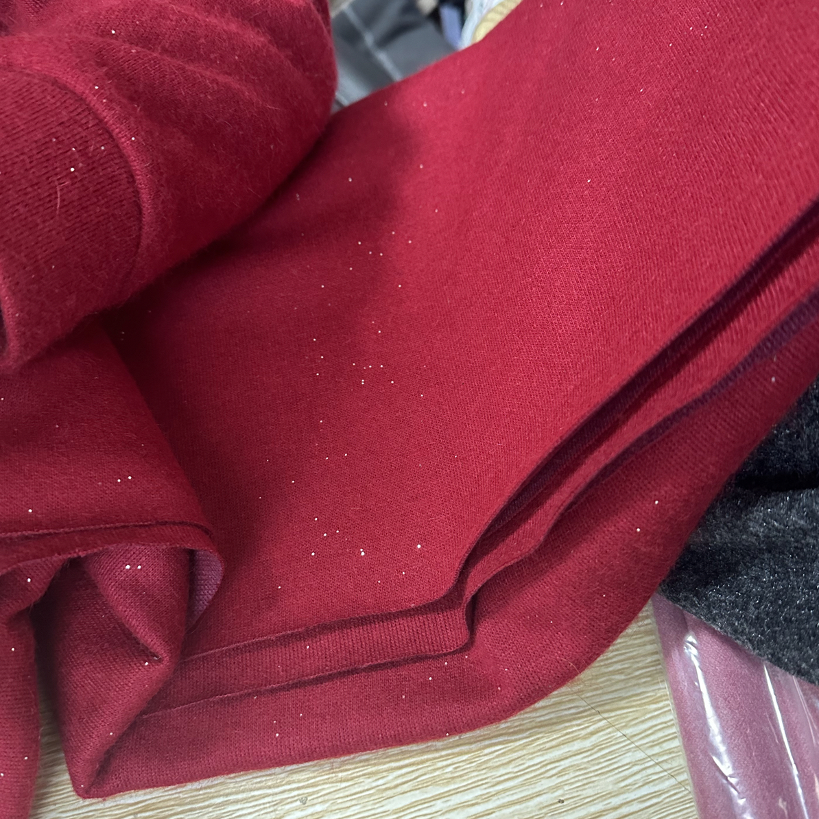 红色AB面闪闪羊布料一米