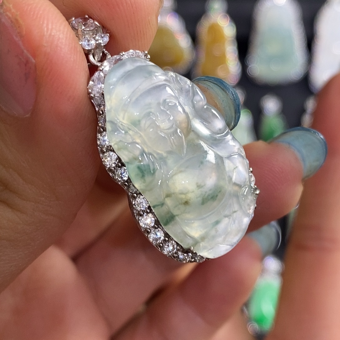 翡翠银S925镶嵌颈饰天然翡翠