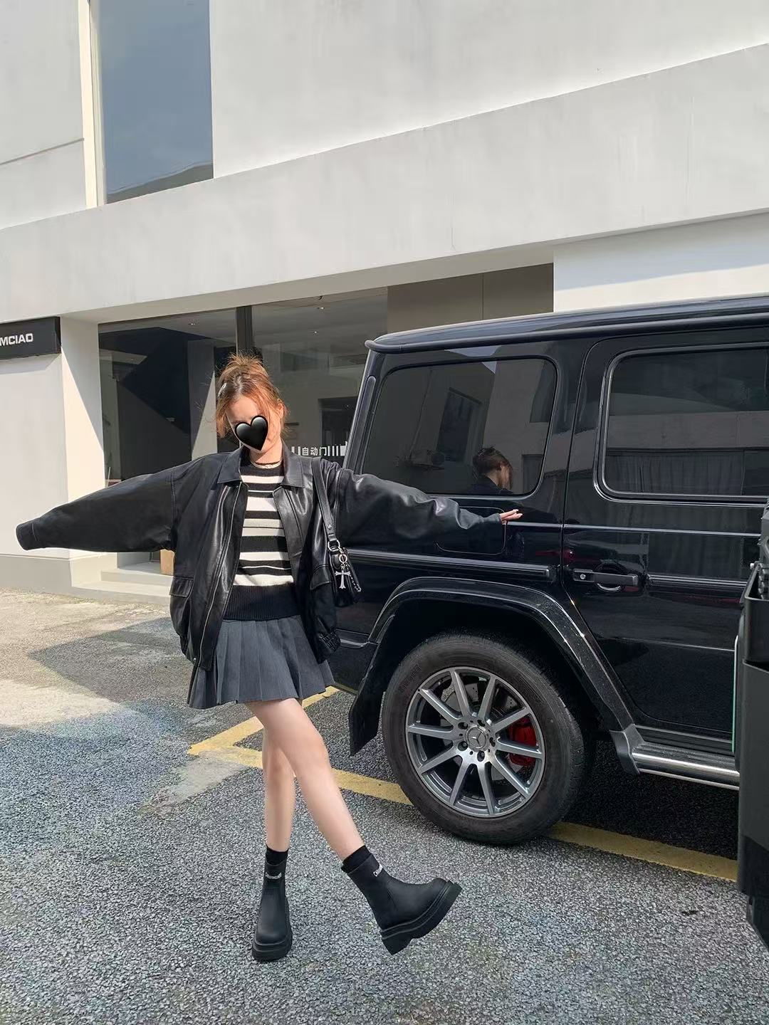 8600-1厚底气质瘦瘦靴短靴女秋冬新款加绒英伦马丁靴 单里