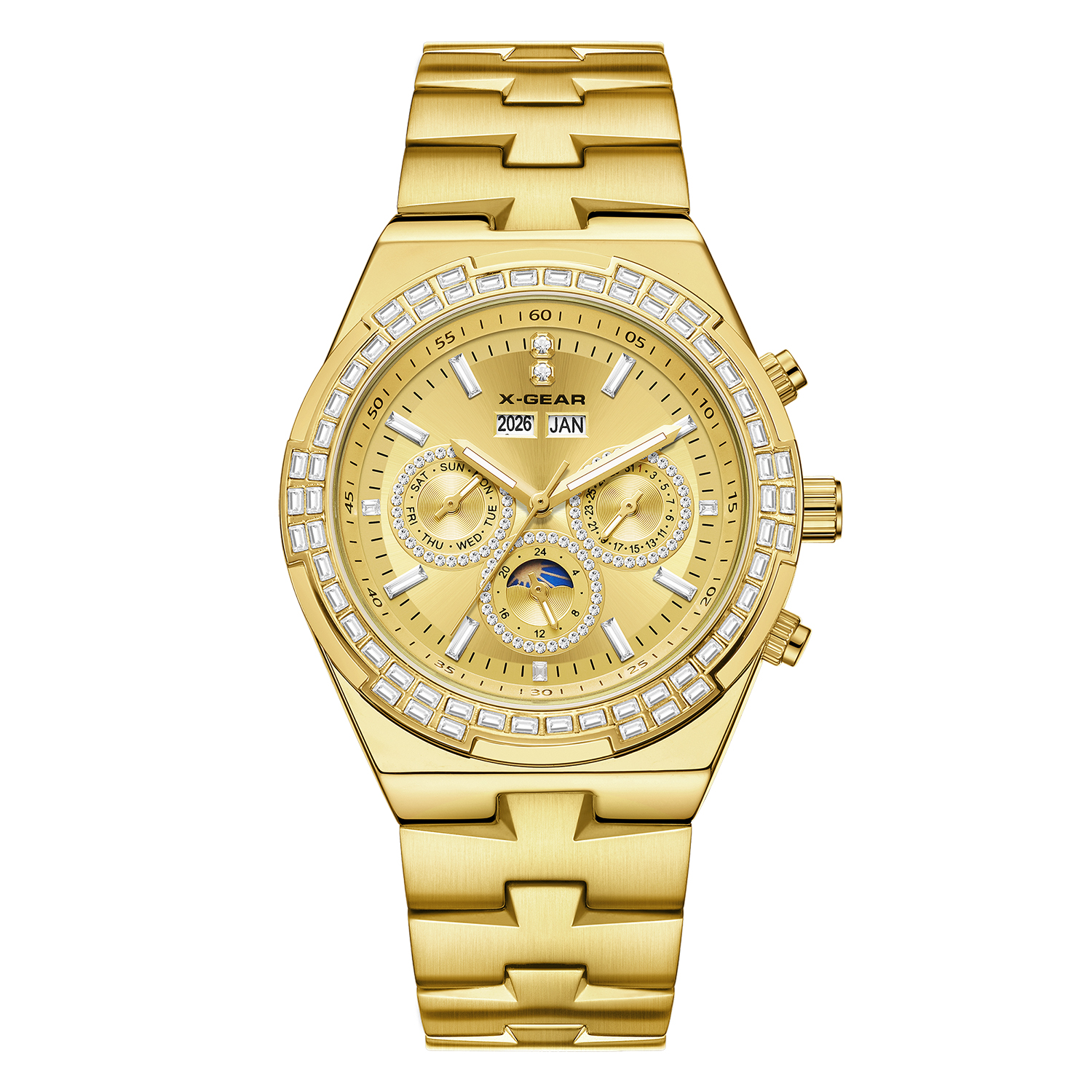  X-GEAR纵横四海满盘冰糖钻系列 万年历百搭全自动机械腕表86119