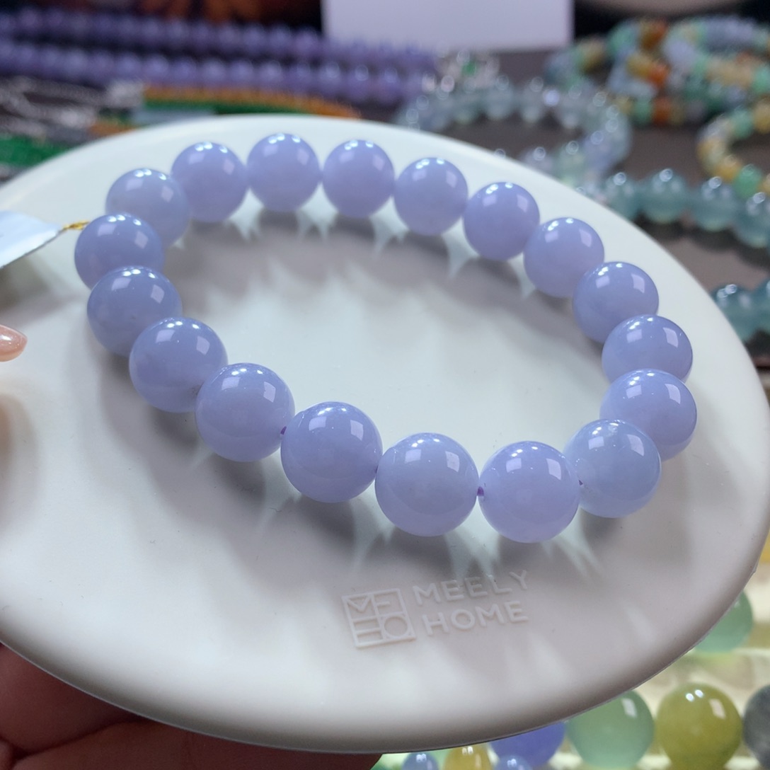 翡翠手链未镶嵌细腻满紫卡10.6