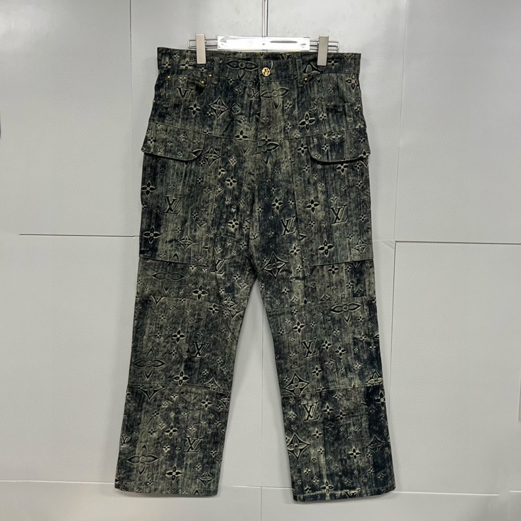 99新  Louis vuitton LV 满印老花牛仔裤 34码 J01464