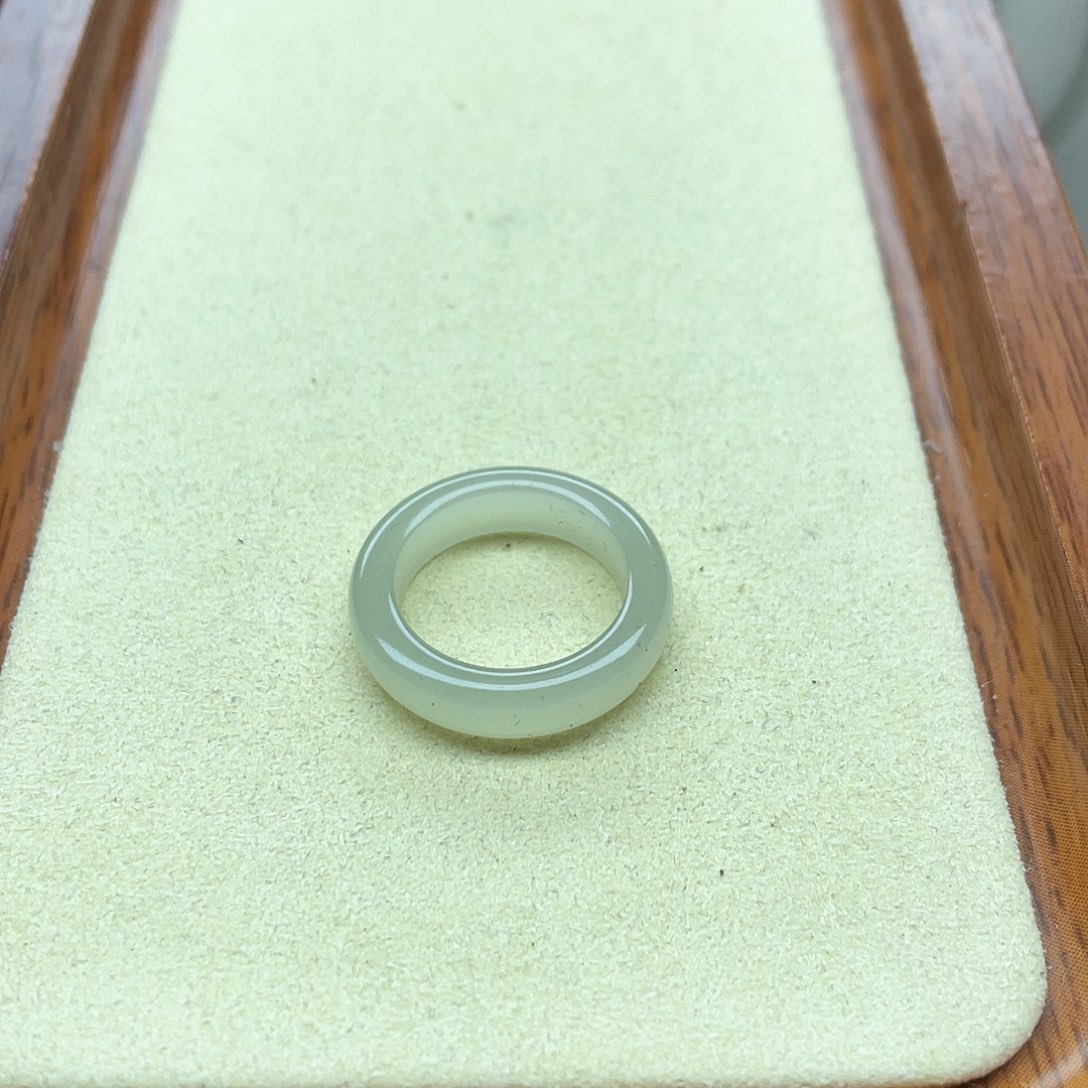 和田玉戒指未镶嵌123高冰宽条13号