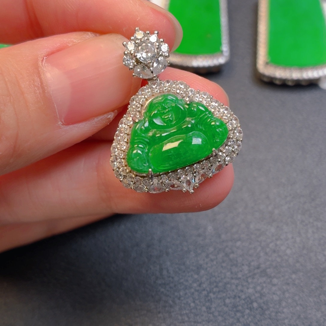 翡翠银S925镶嵌吊坠(不含链)