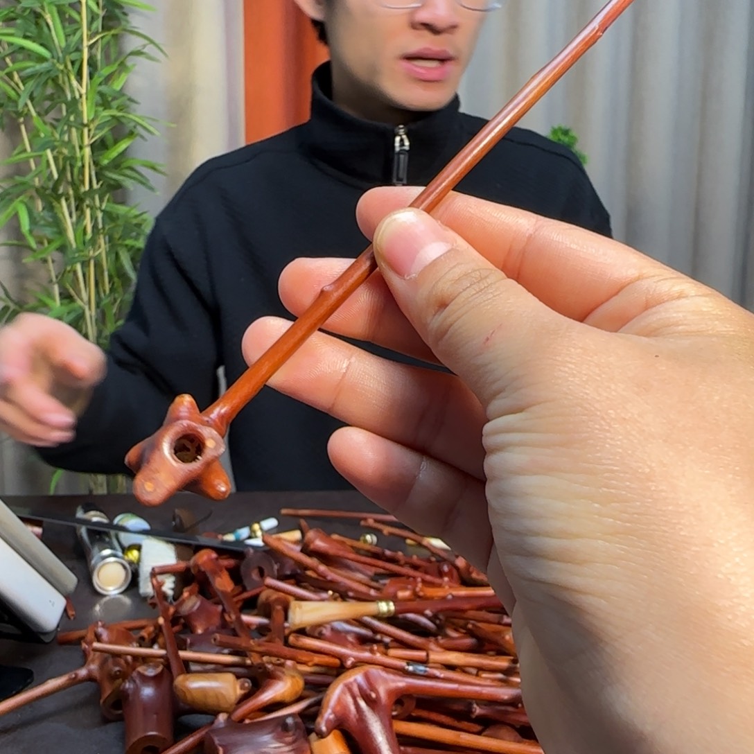 檬子木手工烟斗手把件