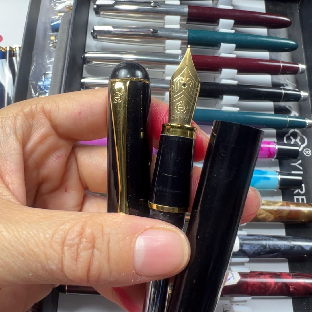 便携式900黑色塑料笔杆35大尖可用墨囊